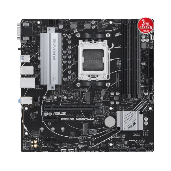 ASUS PRIME A620M-A-CSM A620 AM5 DDR5 6400MHz USB3.2 AURA RGB mATX Anakart - 6