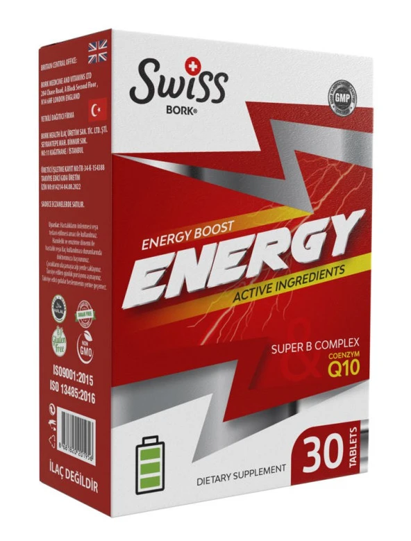 Swiss Bork Energy Q10 + Gingeng + K2 + Folat 30 Tablet
