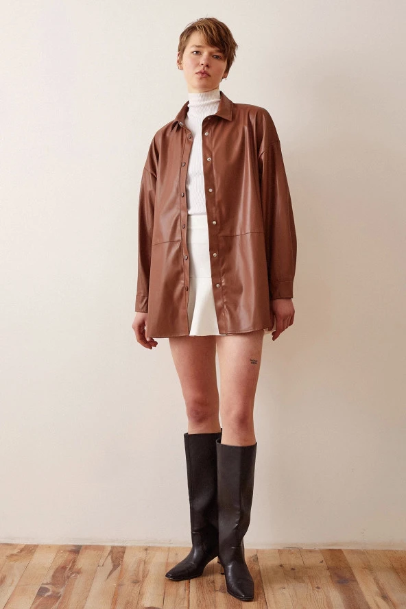 Deri Gömlek Koyu Kahve ürün görseli