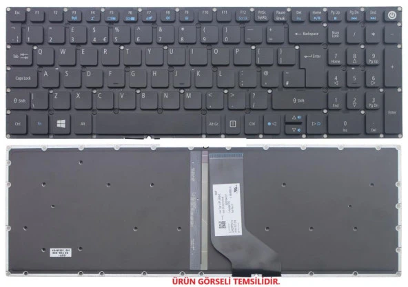 Acer Aspire ES 15 ES1-572-388T Notebook Klavyesi (Siyah TR) ışıklı - 2