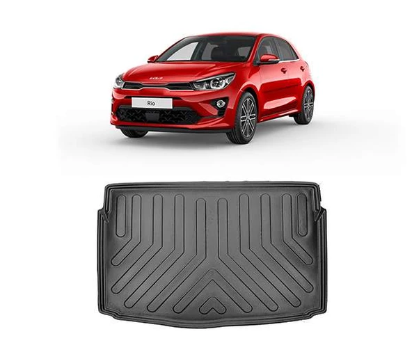 Rizline Kia Rio HB 2021 Sonrası Yeni  Rizline Kia Logolu Araçlar İçin 3D Bagaj Havuzu Siyah ürün görseli