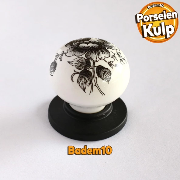 Gül Gerçek Porselen Düğme Kulpları Mobilya Mutfak Dolabı Çekmece Dolap Kapak Kulpu Kulbu Siyah