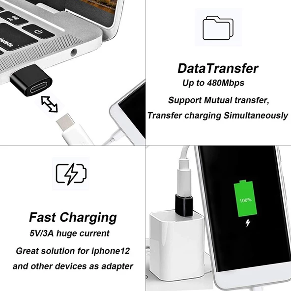 Type-C to Usb 3.0 Erkek Çevirici Dönüştürücü Adaptör Apple Samsung Vb. Cihazlarla Uyumlu - 5