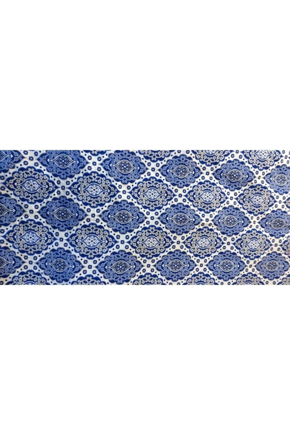6 m2 Osmanlı Desenli Mavi Halı Örtüsü, Savan, Çok Amaçlı Pike, Pamuklu
