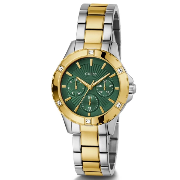 GUESS GUGW0723L1 ALTIN KAPLAMA YEŞİL KADRAN TAŞLI KADIN KOL SAATİ - Resim 5