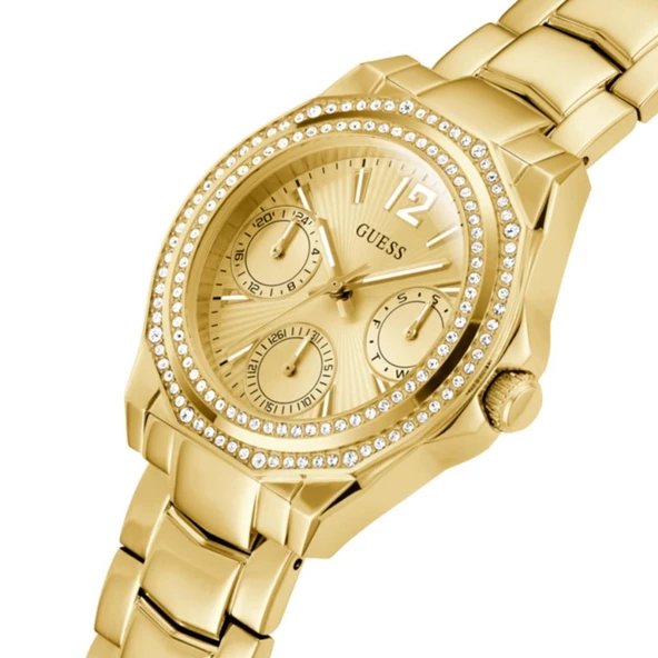 GUESS GUGW0685L2 ALTIN KAPLAMA TAŞLI KADIN KOL SAATİ - 4