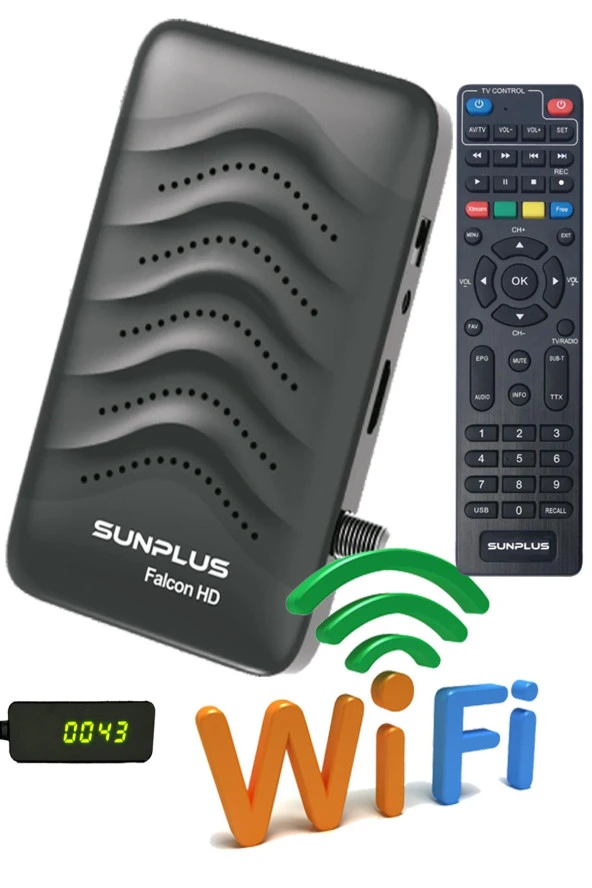 Sunplus Falcon Çanaklı-Çanaksız Wi-Fi Dahil Full Hd Sınırsız Sinema Paketli Uydu Alıcısı