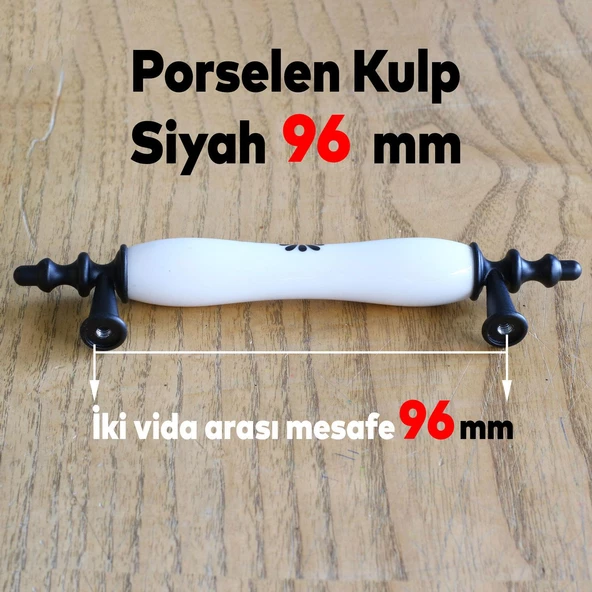 Gül Gerçek Porselen Siyah Beyaz 96 Mm Kulpları Mobilya Mutfak Dolabı Çekmece Dolap Kulpu Kulbu - 3