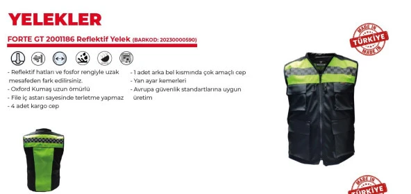 Forte Gt 2001186 Cepli Motosiklet Reflektif Yelek Rüzgara Geçirmez XL Beden - 4