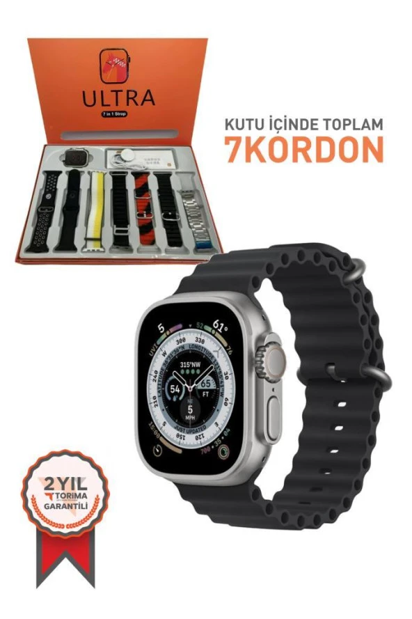 Torima 7 In 1 Smart Watch Ultra 7 Kordonlu Akıllı Saat Siyah