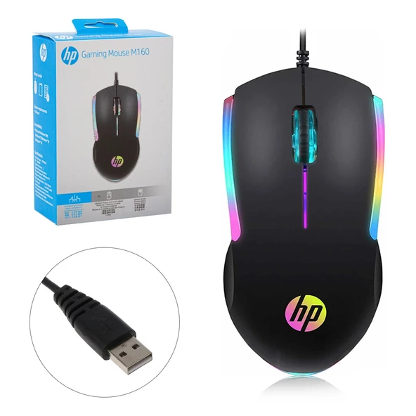 HP M160 KABLOLU OYUNCU MOUSE 1000DPI LEDLİ