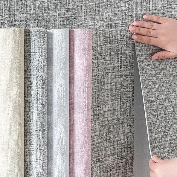 Renkli Duvarlar 50x280cm Keten Kahvesi Yapışkanlı Isı Ve Ses Yalıtımını Destekler Boyanabilir Duvar Paneli Kağıdı ürün görseli 1