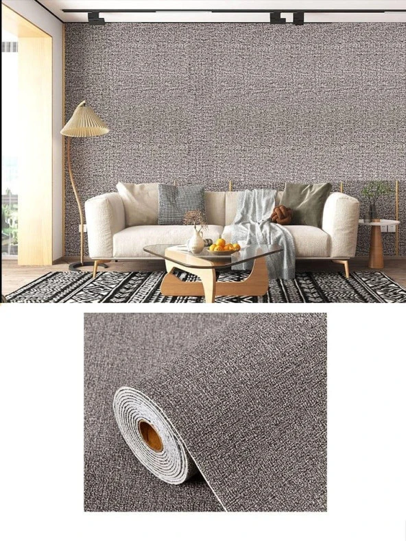Renkli Duvarlar 50x280cm Keten Kahvesi Yapışkanlı Isı Ve Ses Yalıtımını Destekler Boyanabilir Duvar Paneli Kağıdı - Resim 4