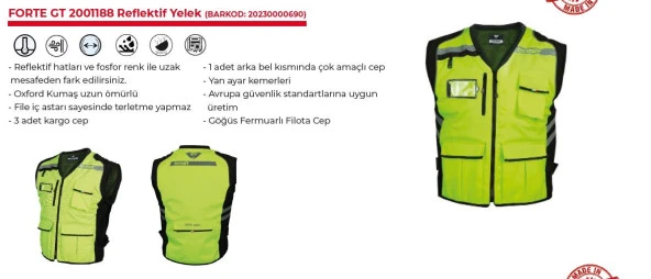 Forte Gt1188 Motosiklet Reflektif Yelek 3 Adet Kargo Cepli Rüzgar Geçirmez XL Beden - 4