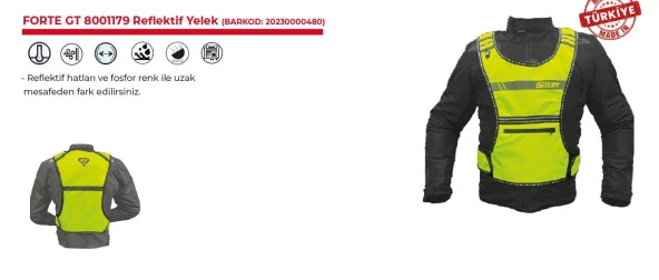 Forte Gt Xbyc 1179 Motosiklet Reflektif Yelek Yanları Ayarlanabilir Cırtlı 2XL-6XL Beden - 4