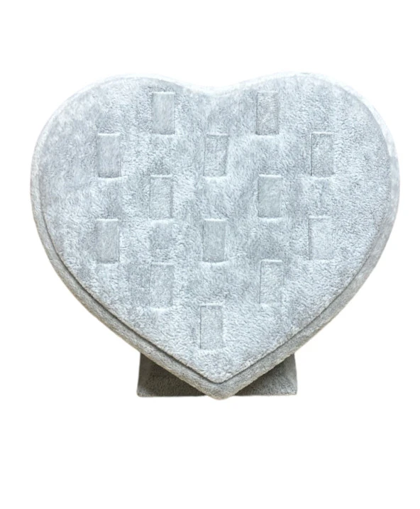 Kalp Yüzüklük Yüzük Standı Gri - Resim 3