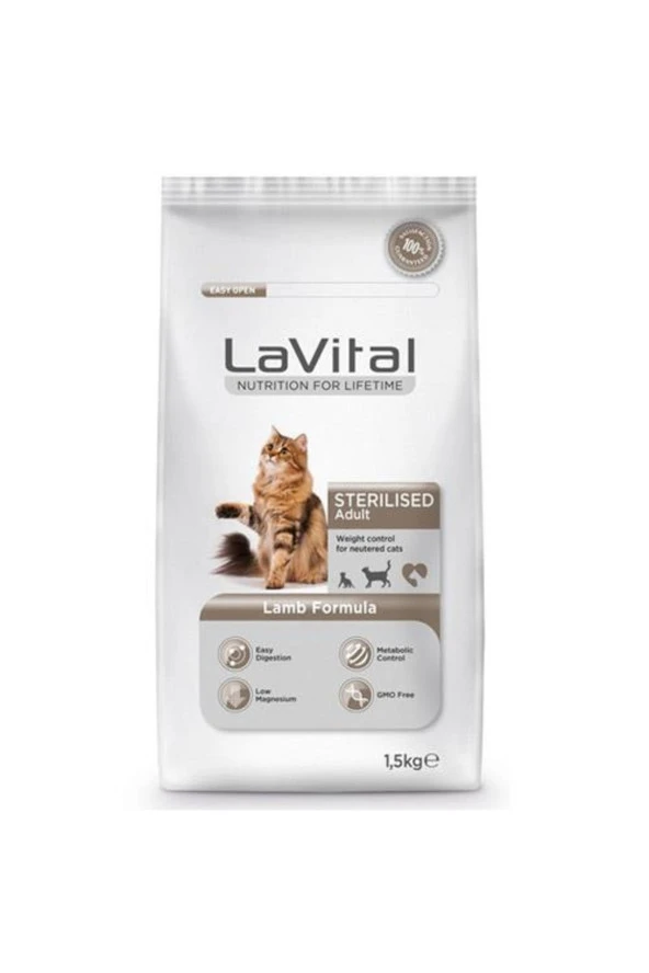 Lavital Sterilised Kuzu Etli Kedi Maması - 1.5 Kg