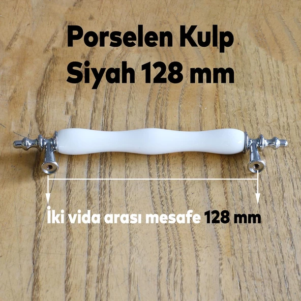 Gül Gerçek Porselen Siyah Beyaz 128 Mm Kulpları Mobilya Mutfak Dolabı Çekmece Dolap Kulpu Kulbu - 2