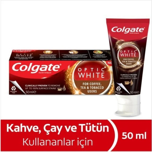 Colgate Optic White Kahve Çay ve Tütün Kullanıcıları İçin Diş Macunu 4 x 50 ml - 2