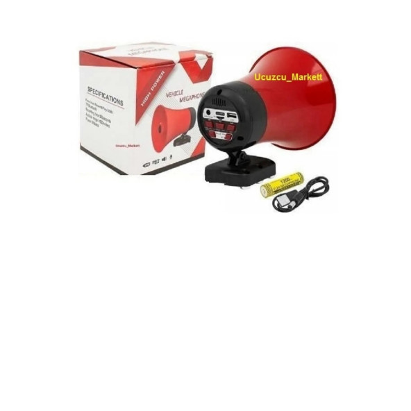 Araç Üstü Mıknatıslı 50 W Anons Hoparlör (şarjlı-bluetooth-usb-sdkart) Ses Kaydı Yapar Tekrar Eder - 2