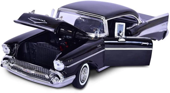 Motormax 1957 Chevy Bel Air Siyah 1:18 Model Araba - Resim 3