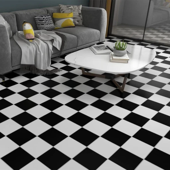 Renkli Duvarlar 30X30CM 10 Adet( 5 siyah 5 beyaz)Silinebilir Parlak Dama Modern Tasarım Duvar Kaplama Paneli Karosu - Resim 6