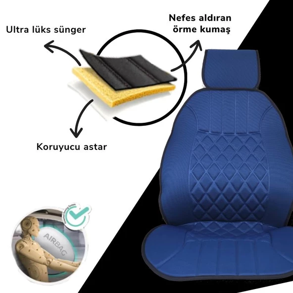 Space Oto Koltuk minderi, Geely araçlara uyumlu 2'li set özel tasarım minder - Resim 3