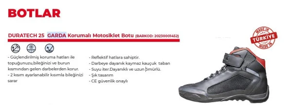 Forte Gt Duratech 25 Garda 4 Mevsim Korumalı Motosiklet Botu 40 Numara Siyah Kırmızı - Resim 4