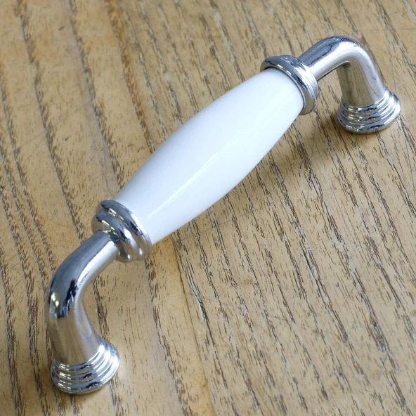 Gül Gerçek Porselen Beyaz 96 Mm Kulpları Mobilya Mutfak Dolabı Çekmece Dolap Kulpu Kulbu 9.6 Cm - 6