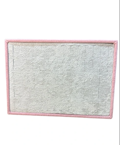 70 li Batırmalı Yüzük Tablası Pembe Gri Kadife - 3