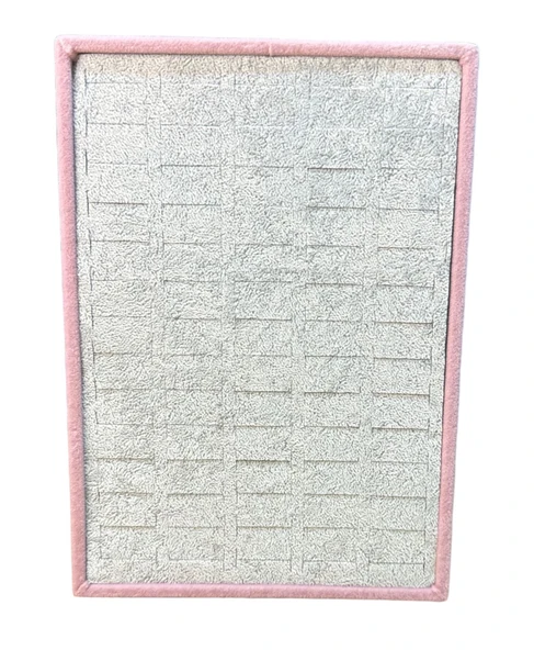 70 li Batırmalı Yüzük Tablası Pembe Gri Kadife - 2