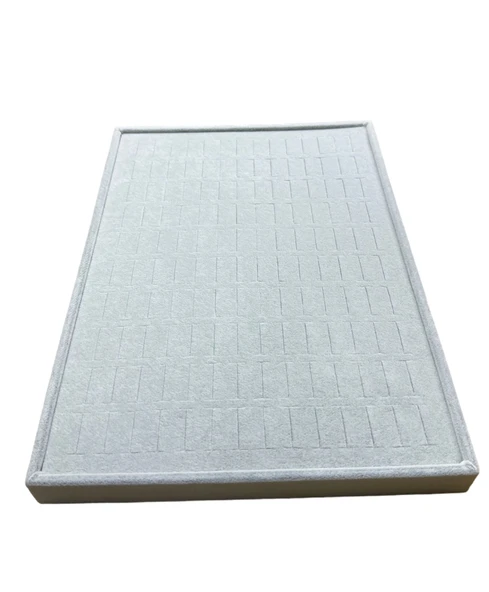 140 lı Batırmalı Yüzük Tablası Gri Kadife - Resim 2