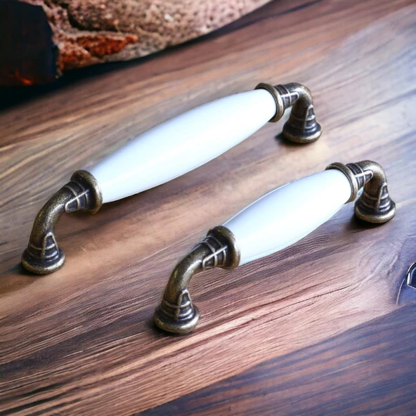 Gül Gerçek Porselen Eskitme Antik Sarı 128 mm Mobilya Mutfak Çekmece Dolap Kulpu Kulbu Kulpları - 5