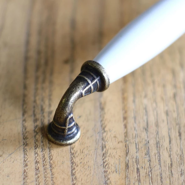 Gül Gerçek Porselen Eskitme Antik Sarı 128 mm Mobilya Mutfak Çekmece Dolap Kulpu Kulbu Kulpları - 3