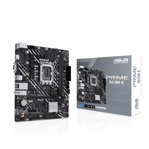 ASUS PRIME H610M-K DDR5 5600MHZ 1XVGA 1XHDMI 1XM.2 USB 3.2 MATX 1700P 13. VE 12.NES?L ??LEMC? UYUMLU