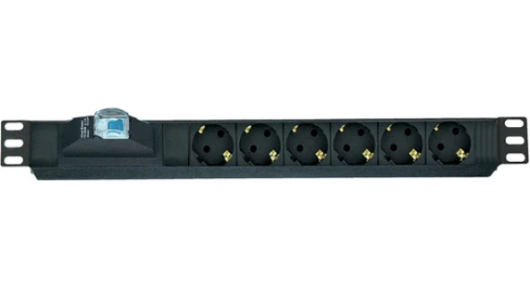 LANDE LN-PRZ-SGT-1U6P-SC 6xDIN49440 SOKETLI SCHUKO GRUP PRIZ 1U 19"