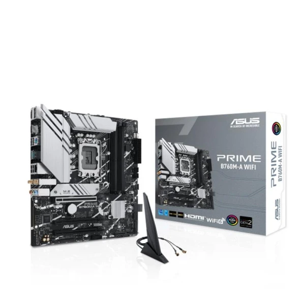 ASUS PRIME B760M-A WIFI D4 5333MHZ 2XHDMI 1XDP 2XM.2 USB 3.2 MATX 1700P 13. VE 12.NESIL ISLEMCI UYUMLU