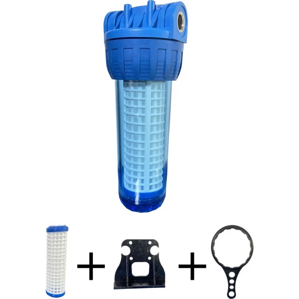 10" DAİRE GİRİŞİ YIKANABİLİR FİLTRELİ SU ARITMA FİLTRE KABI 1"