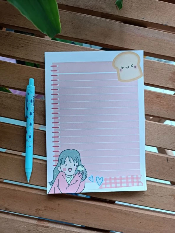 Kawaii Kız A5 Boy Notepad Memopad Check List Not Defteri Bloknot