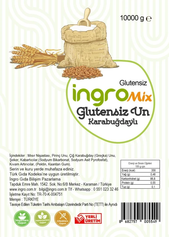 İngromix Glutensiz Un (Karabuğdaylı) 10000 g