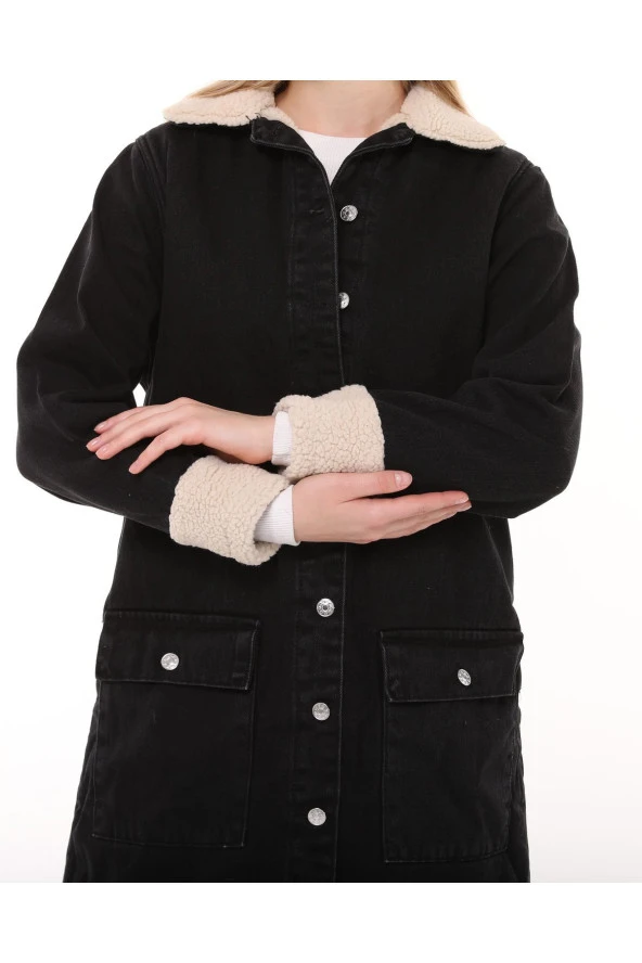 Morden Denim Ceket - Siyah - 4