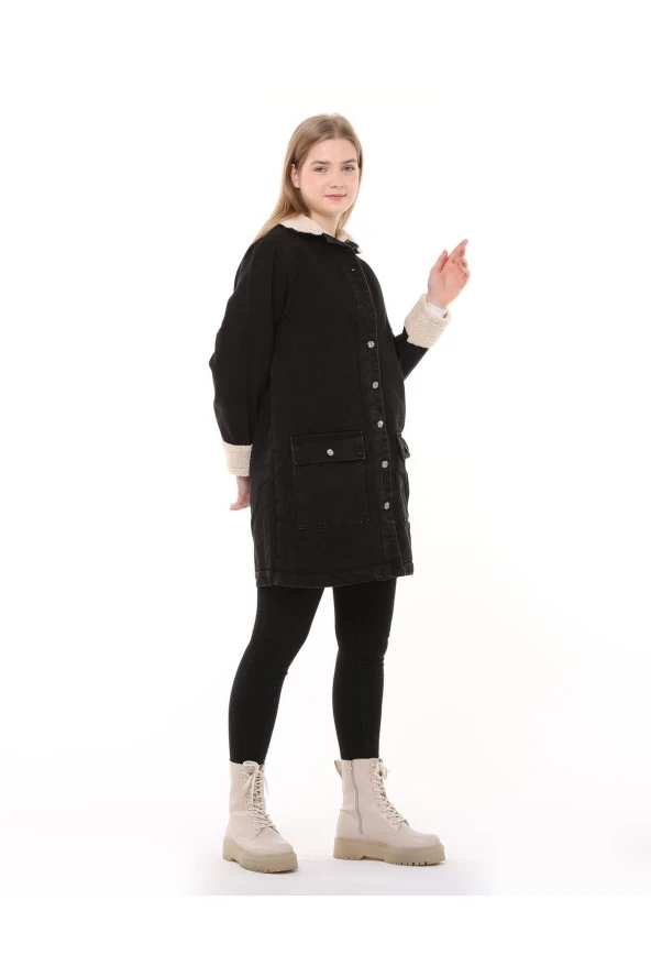 Morden Denim Ceket - Siyah - 5