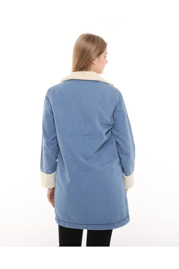 Morden Denim Ceket - Mavi - 3