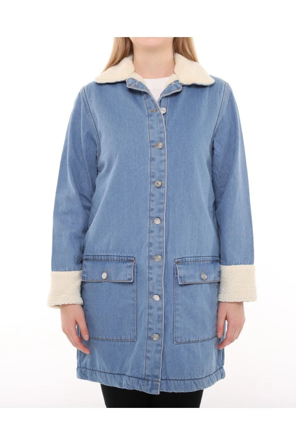 Morden Denim Ceket - Mavi - 6