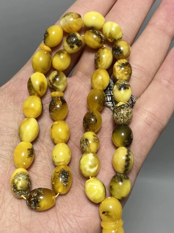 Doğal Kaya Damla Kehribar Tesbih 33lük 19,90 Gram