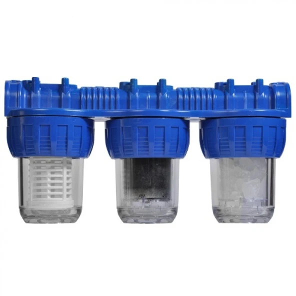 5" ÜÇLÜ SU FİLTRESİ DAİRE VE BİNA GİRİŞİ IÇİN ÜÇLÜ SET ARITMA SİSTEMİ 3/4
