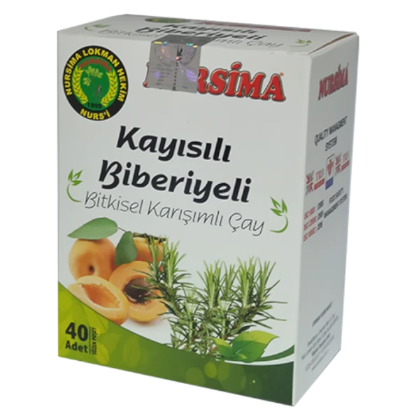 Nursima Kayısı Biberiyeli Bitkisel Karışımlı Çay 40 lı Süzen Poşet