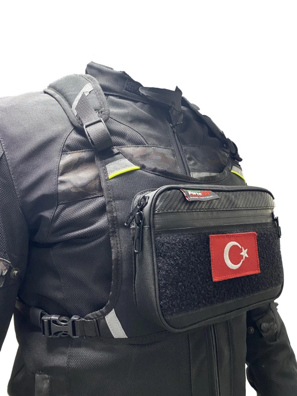 Forte gt Xbyc 70439 Motosiklet Göğüs Çantası Reflektif Çanta Siyah - 2