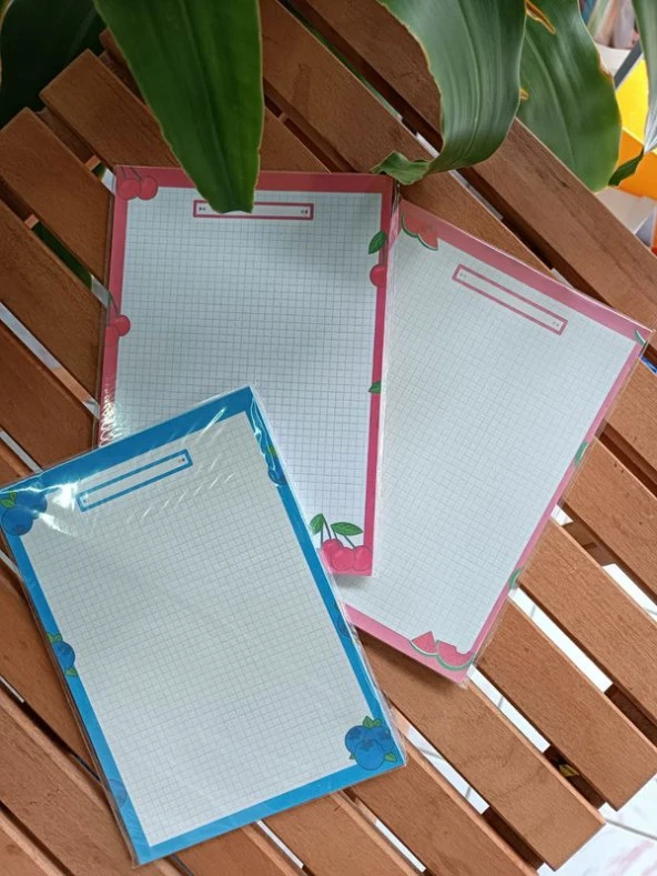 3lü Meyveli A5 Boy Notepad Memopad Check List Not Defteri Bloknot - 2