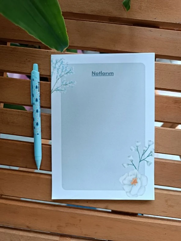 Beyaz Çiçek  A5 Boy Notepad Memopad Check List Not Defteri Bloknot - 3